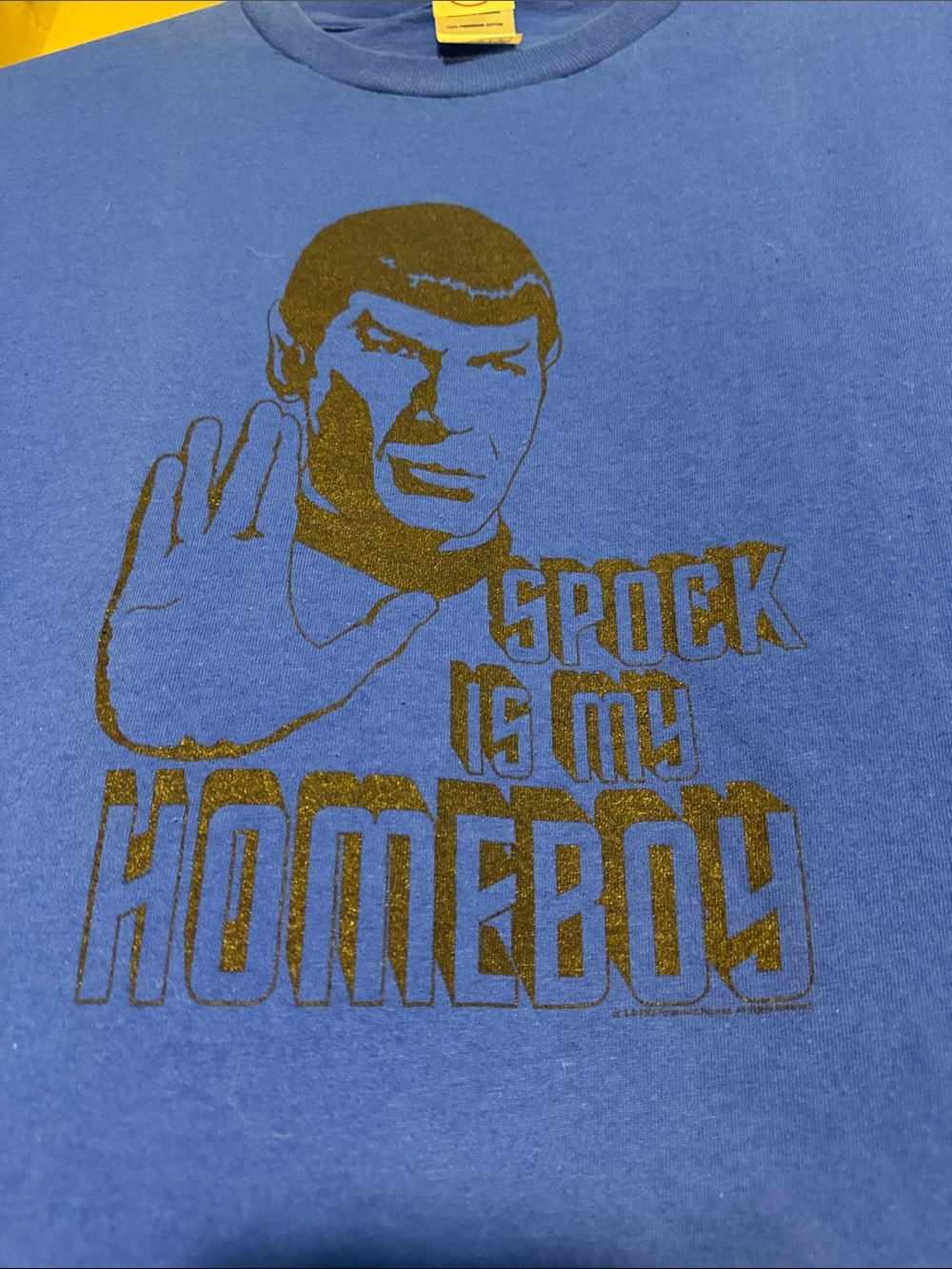 Vintage Y2K Spock Is My Homeboy Graphic Tee - Blue Star Trek